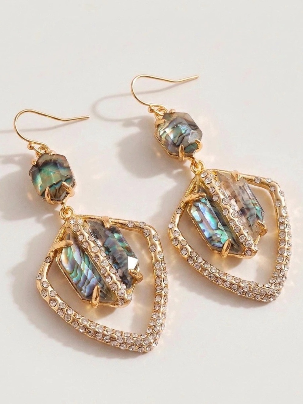 NEW Alexis Bittar Pave Crystal Encrusted Drop Earrings Gold Clear SB18